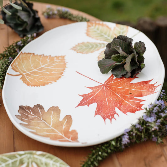 Vietri Autunno Asst Leaves Oval Platter