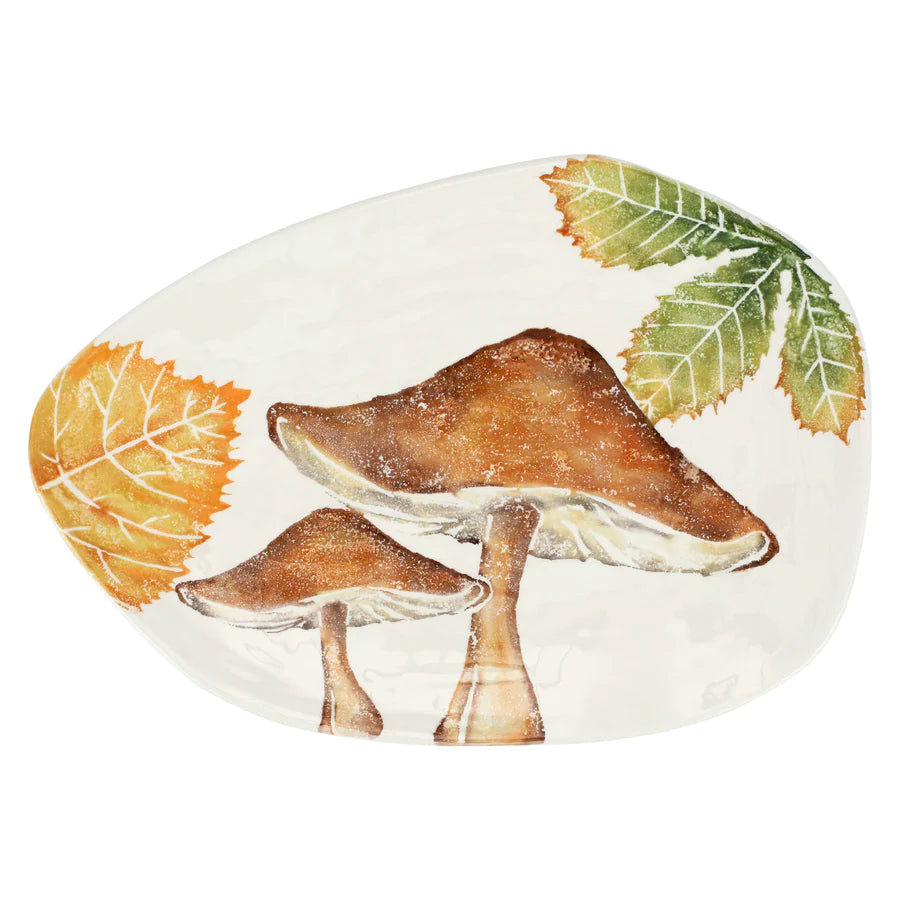 Vietri Autunno Mushrooms Oblong Platter