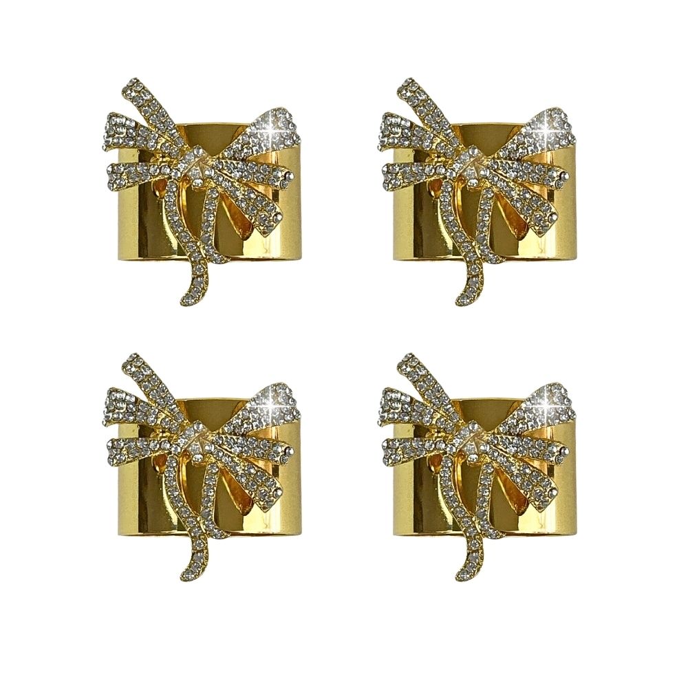 Jeweled Bow Napkin Rings, Set of 4