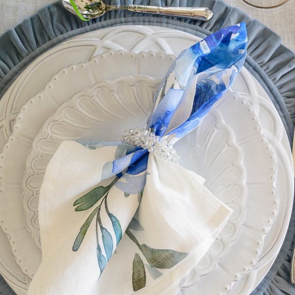 Blue Floral Watercolor Large Napkin, Set of 4