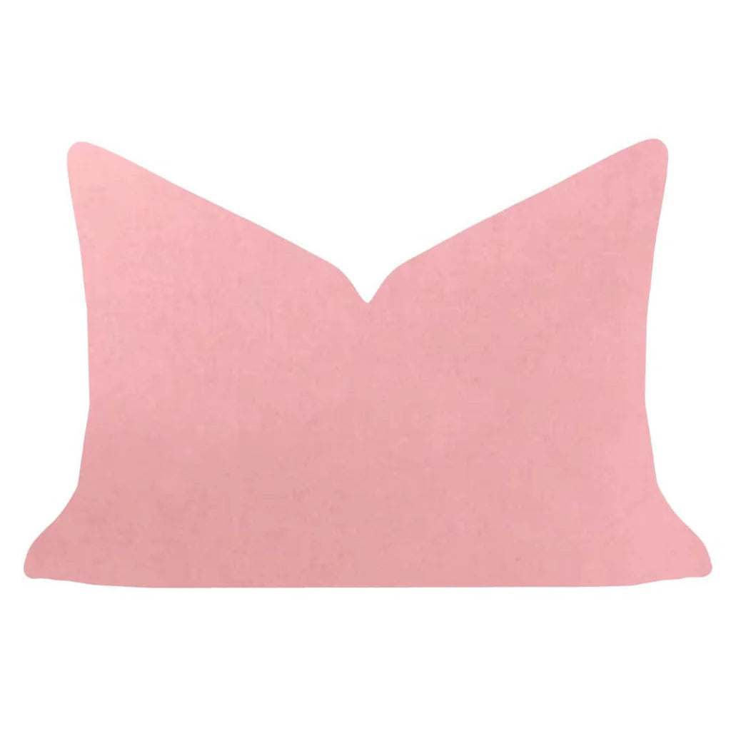Blush Pink Solid Velvet Lumbar Pillow, 14" x 20"