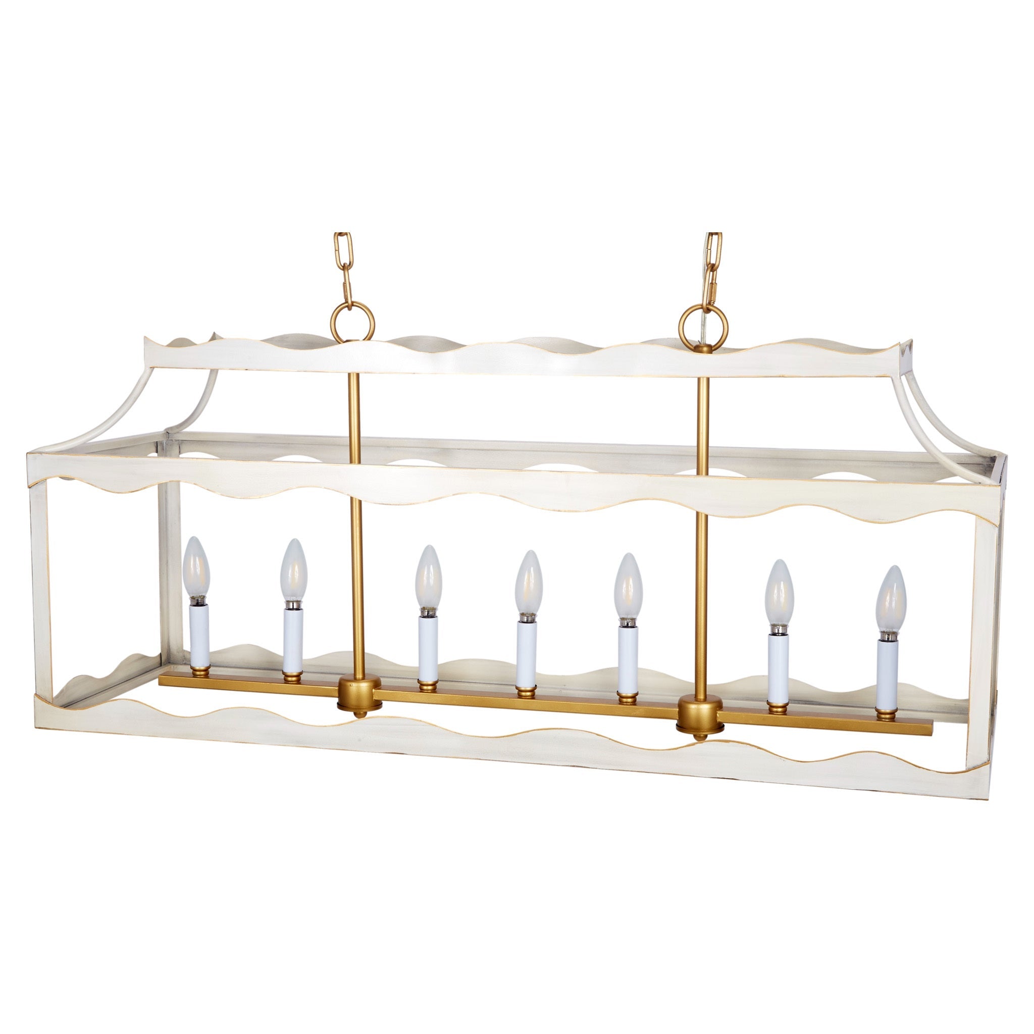 Miriam Cream & Gold Rectangular Metal Lantern