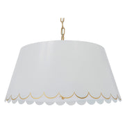 Glossy White and Gold Scalloped Shade Chandelier