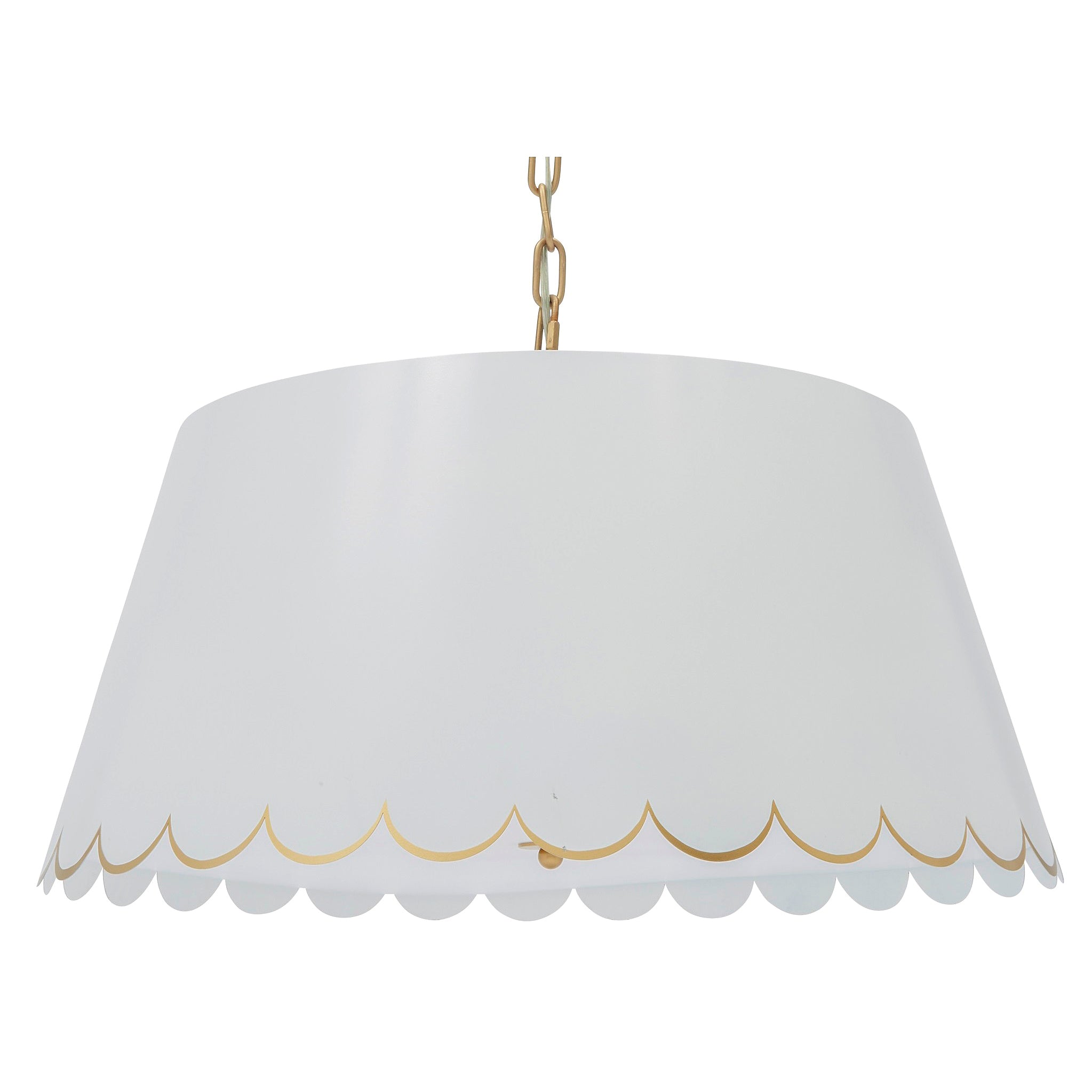 Glossy White and Gold Scalloped Shade Chandelier