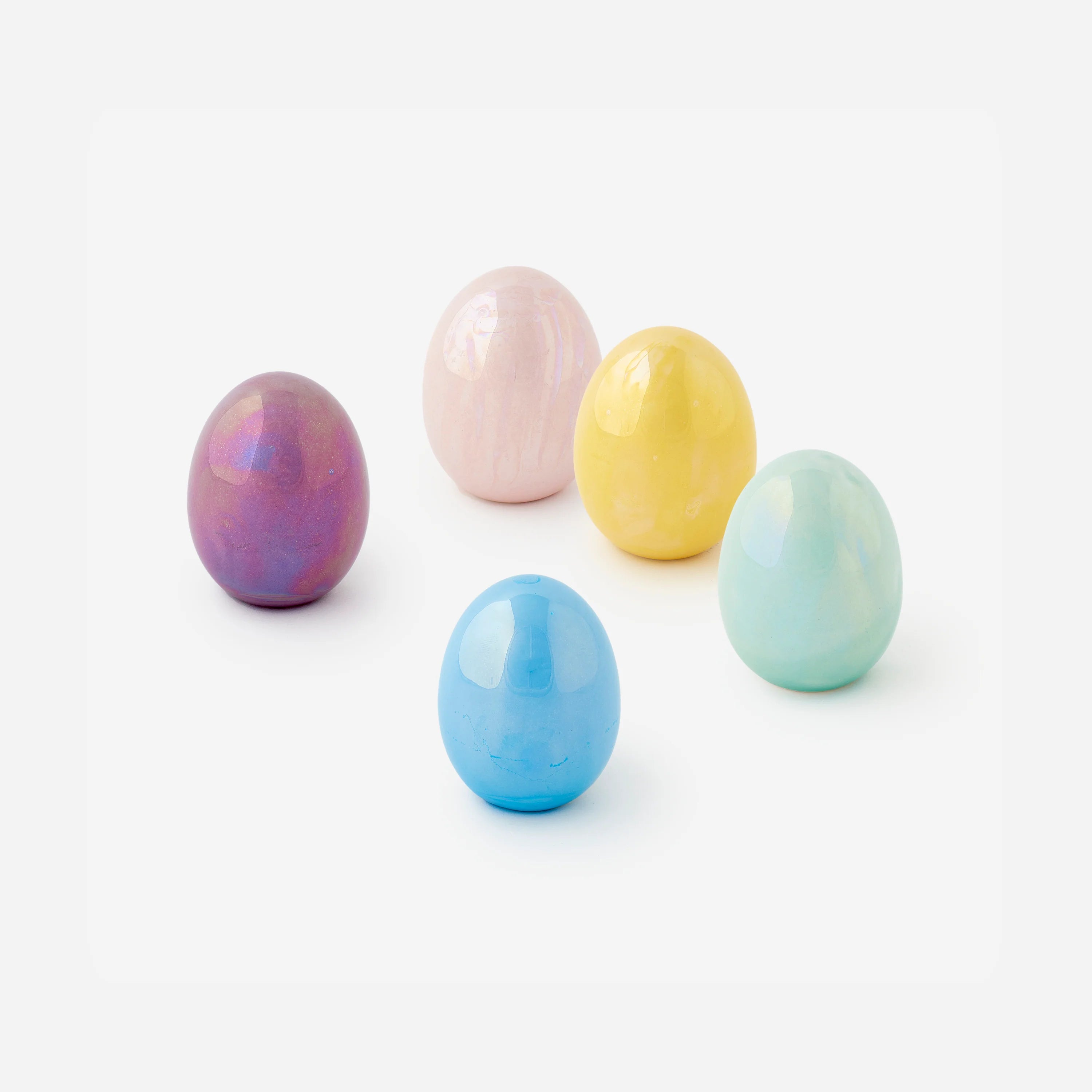 Colorful Iridescent Eggs, Set of 5 Asst