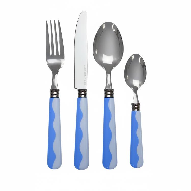 Periwinkle & Pale Blue Wave Cutlery (16‑Piece Set)