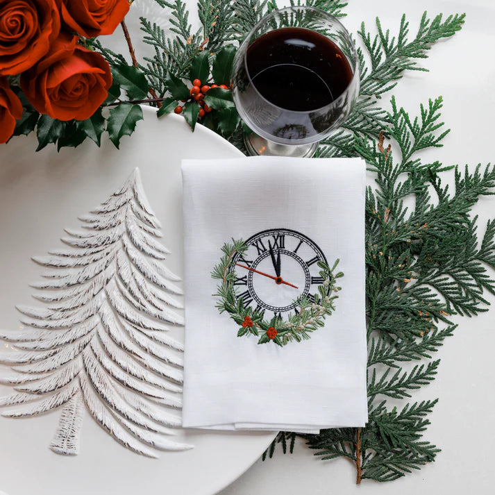 Christmas Eve Clock Linen Towel, Set of 2