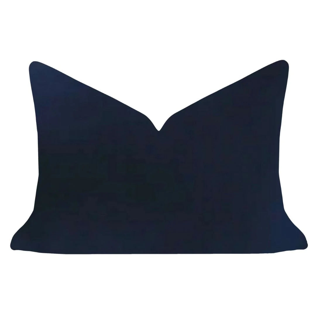Cobalt Blue Solid Velvet Lumbar Pillow, 14" X 20"