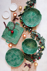 Lastra Holiday Green Figural Handled Square Platter