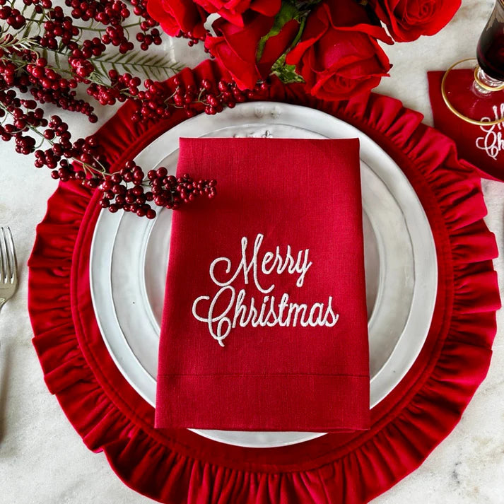 Merry Christmas Tri-Fold Napkin, Set of 4