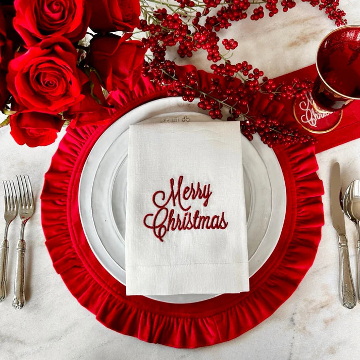 Merry Christmas Tri-Fold Napkin, Set of 4