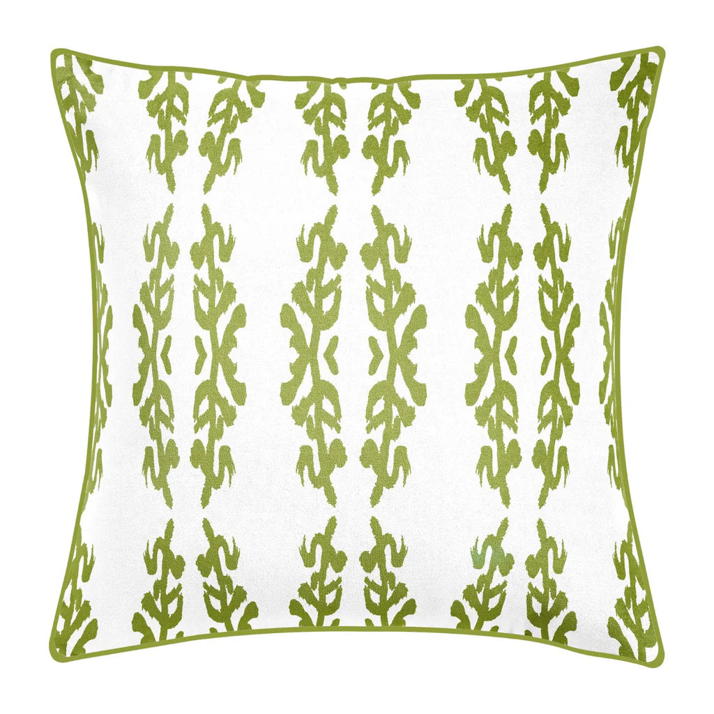 Coral Gardens Embroidered Pillow, Green