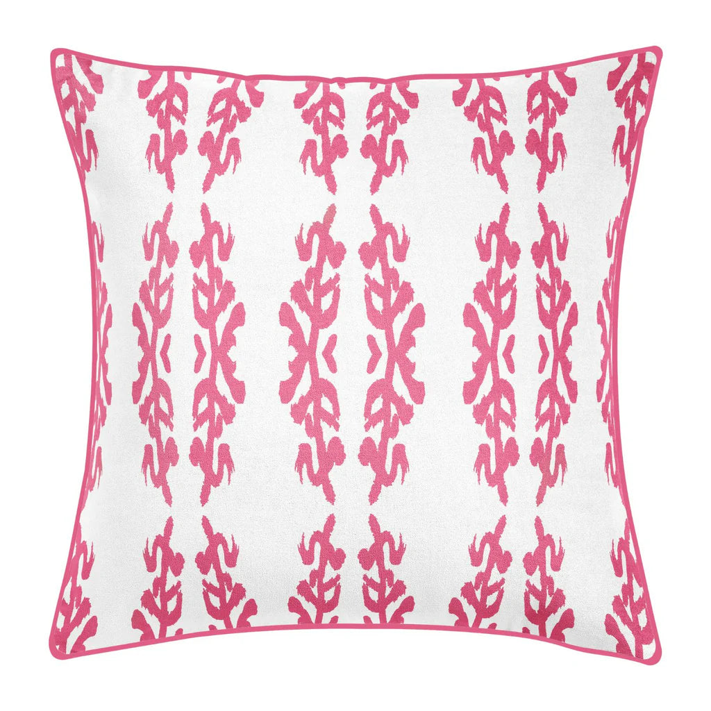 Coral Gardens Embroidered Pillow, Hot Pink