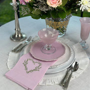 Vineyard Heart Pink Linen Tri-Fold Napkin, Set of 4
