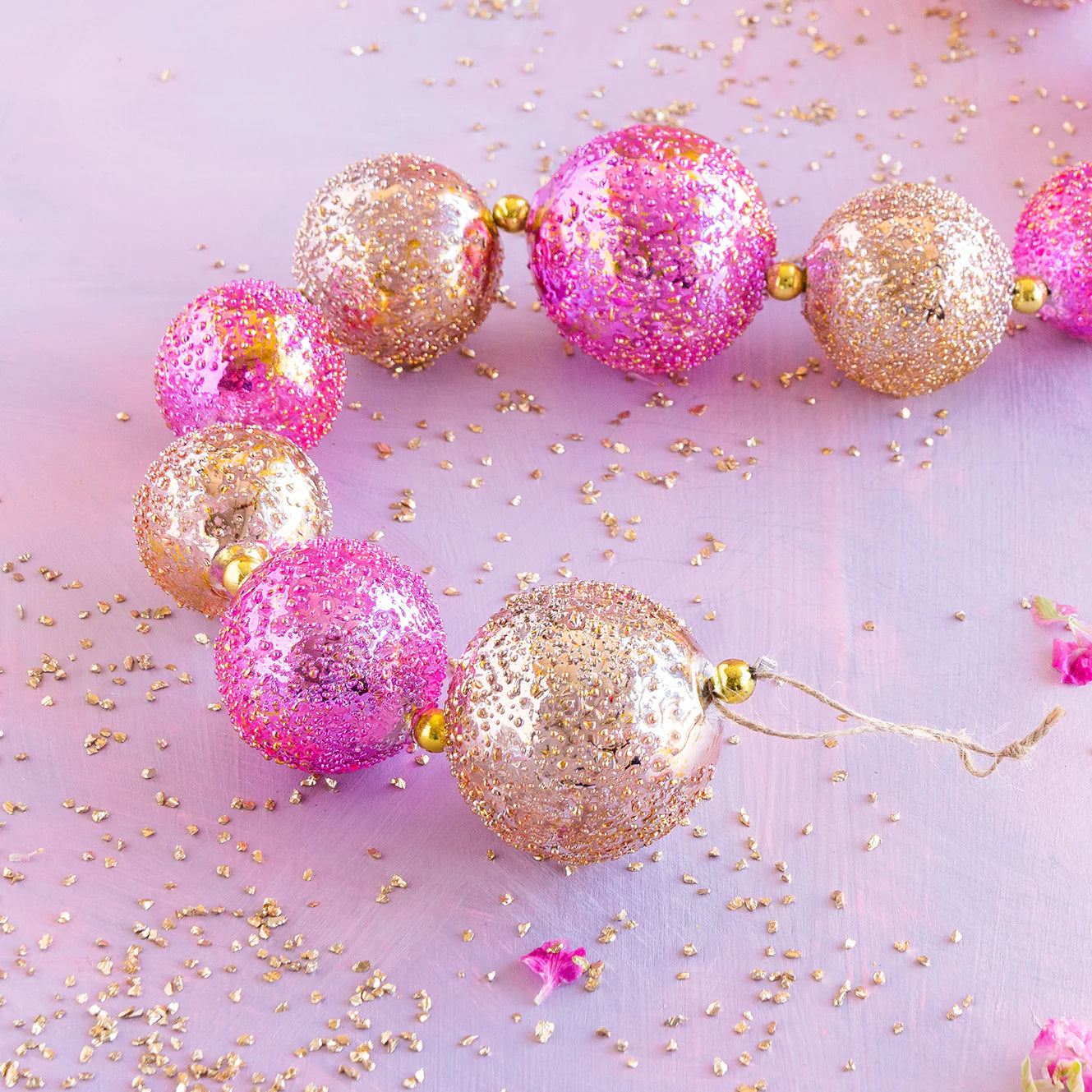 Pink Stubble Ball Garland