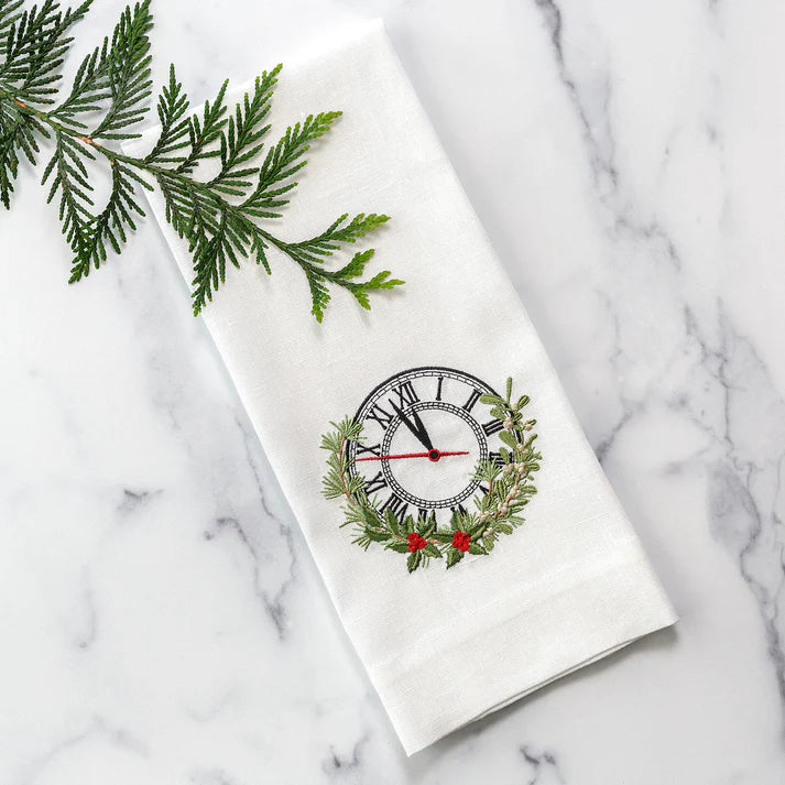 Christmas Eve Clock Linen Towel, Set of 2