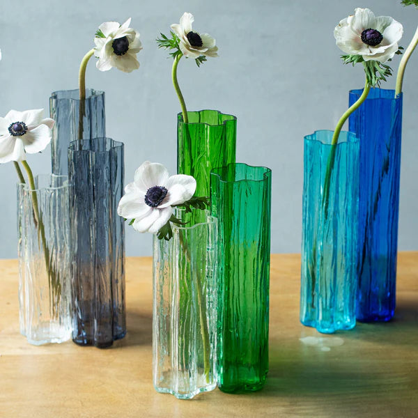Flora Glass Blue Vase - Thumbnail 2