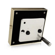 Square Silent Alarm Clock, Powder Blue & Gold