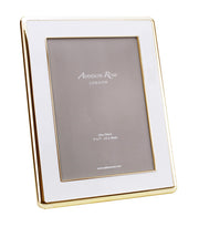 Wide, Curved Enamel Frame, White & Gold