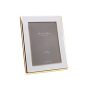 Wide, Curved Enamel Frame, White & Gold