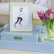 Wide, Curved Enamel Frame, Powder Blue & Gold