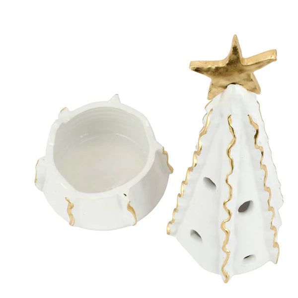 Foresta White Large Tree with Ribbon & Gold Star
