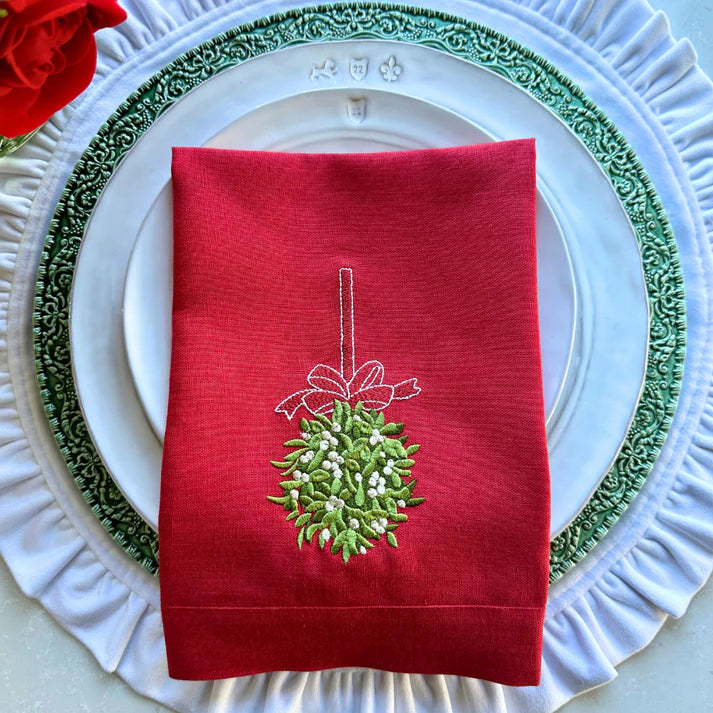 Mistletoe Ball Tri-Fold Napkin, Set of 4