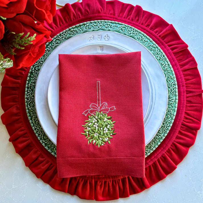 Mistletoe Ball Tri-Fold Napkin, Set of 4