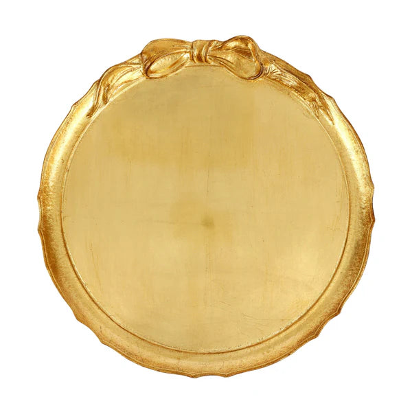 Florentine Wooden Gold Bow Round Tray