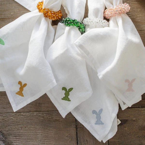 Floppy Eared Bunny Washed Linen Napkin, Set of 4 Asst