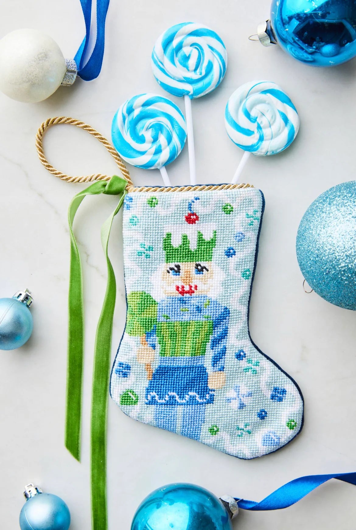 Blue Sugary Sweet Nutcracker Bauble Stocking