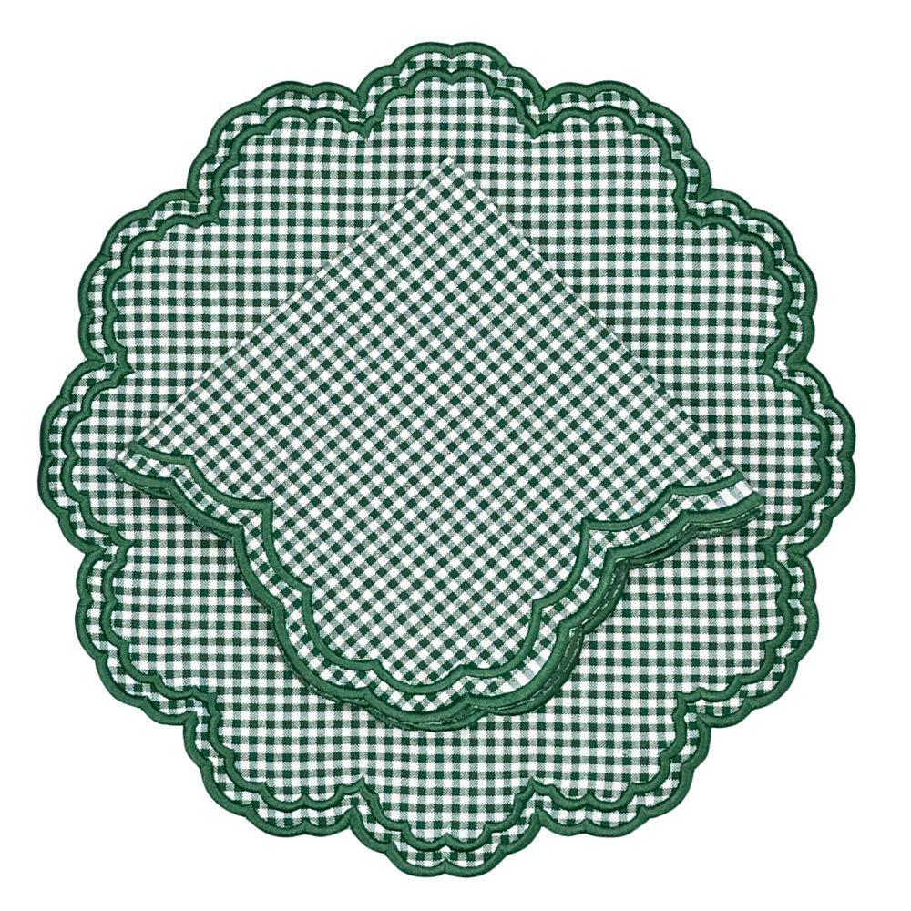 Bettina Placemat - Dark Green Gingham, Set of 4