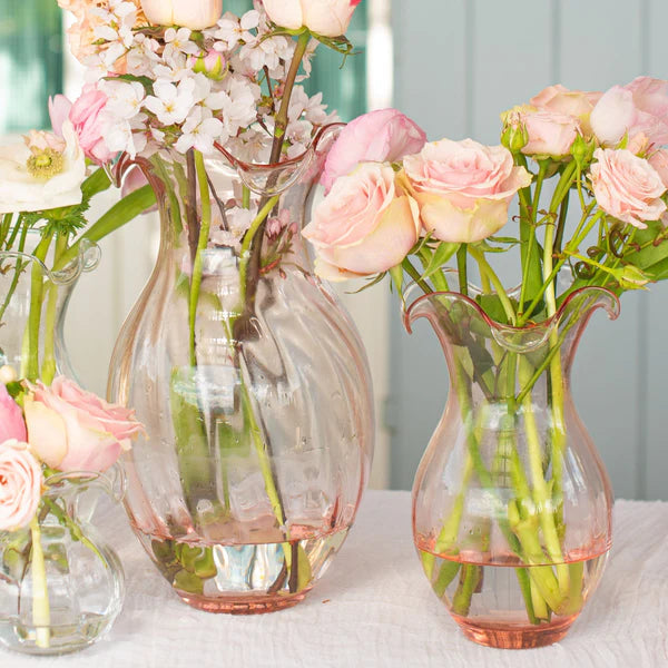 Hibiscus Glass Clear Vertical Fluted Medium Vase