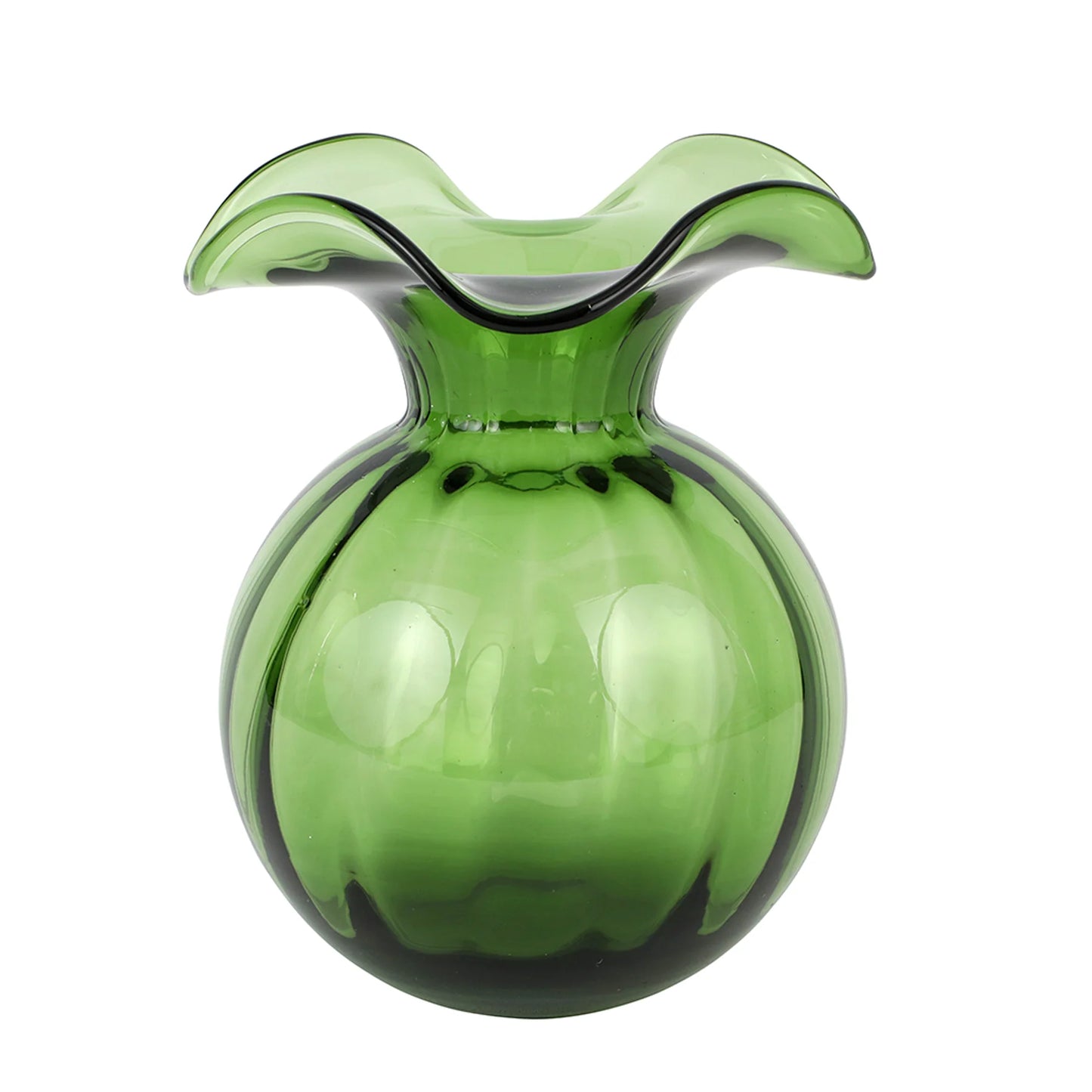 Vietri Hibiscus Glass Dark Green Med Fluted Vase