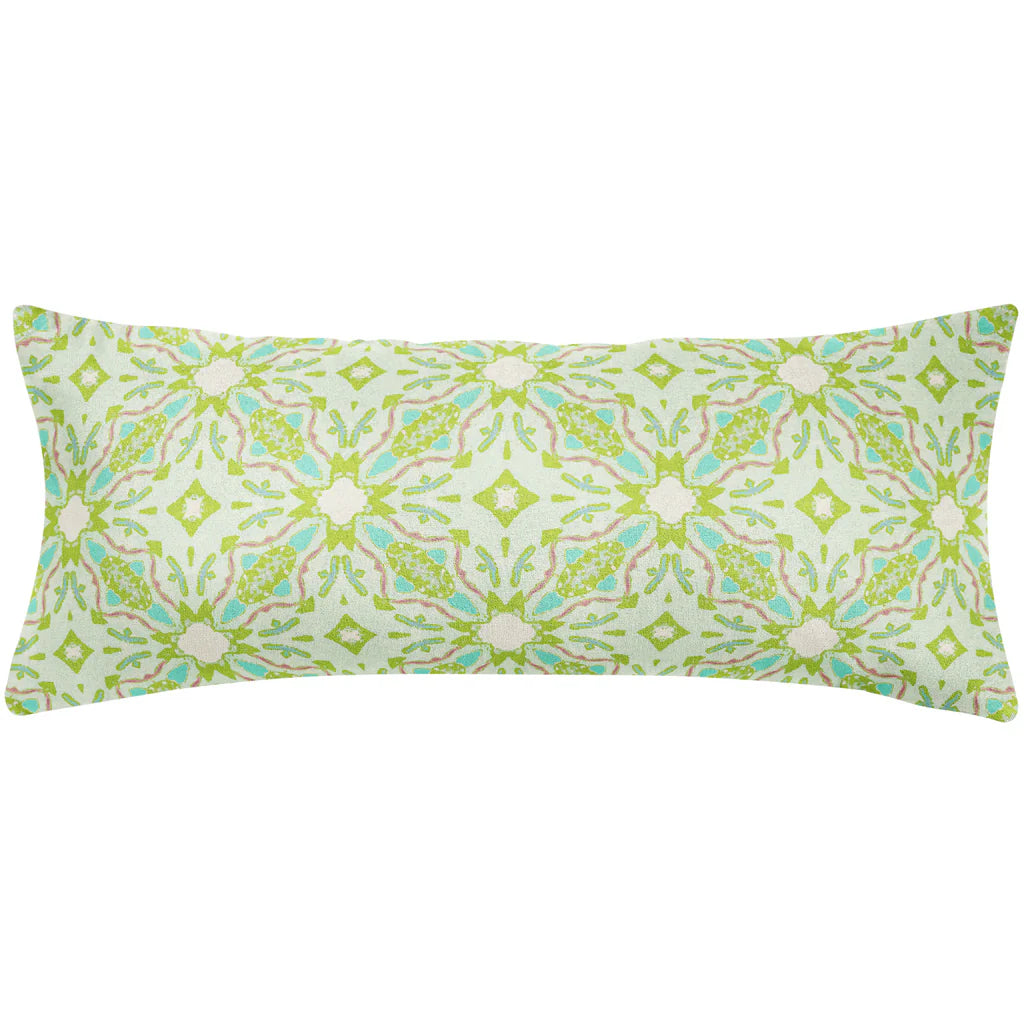Lagos Green Bolster Pillow, 14" x 36"