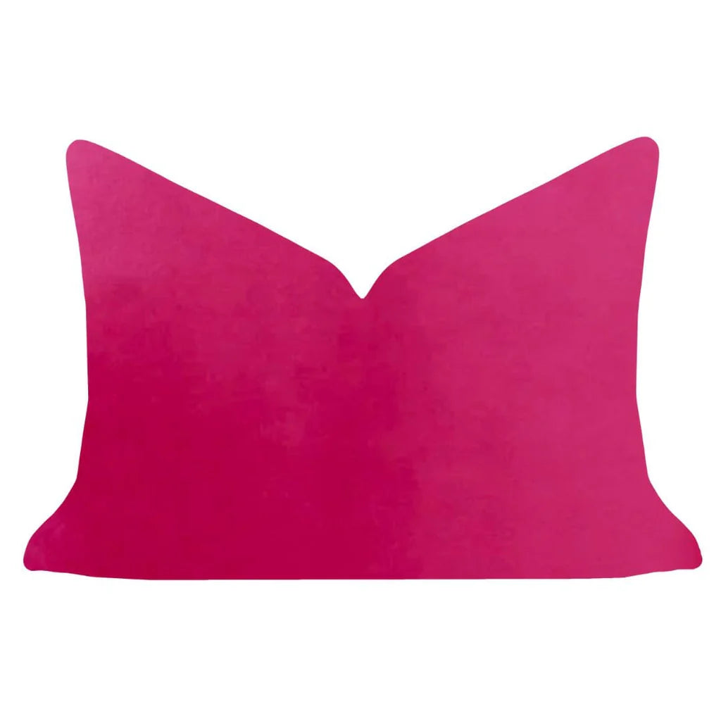 Hot Pink Solid Velvet Lumbar Pillow, 14" x 20"