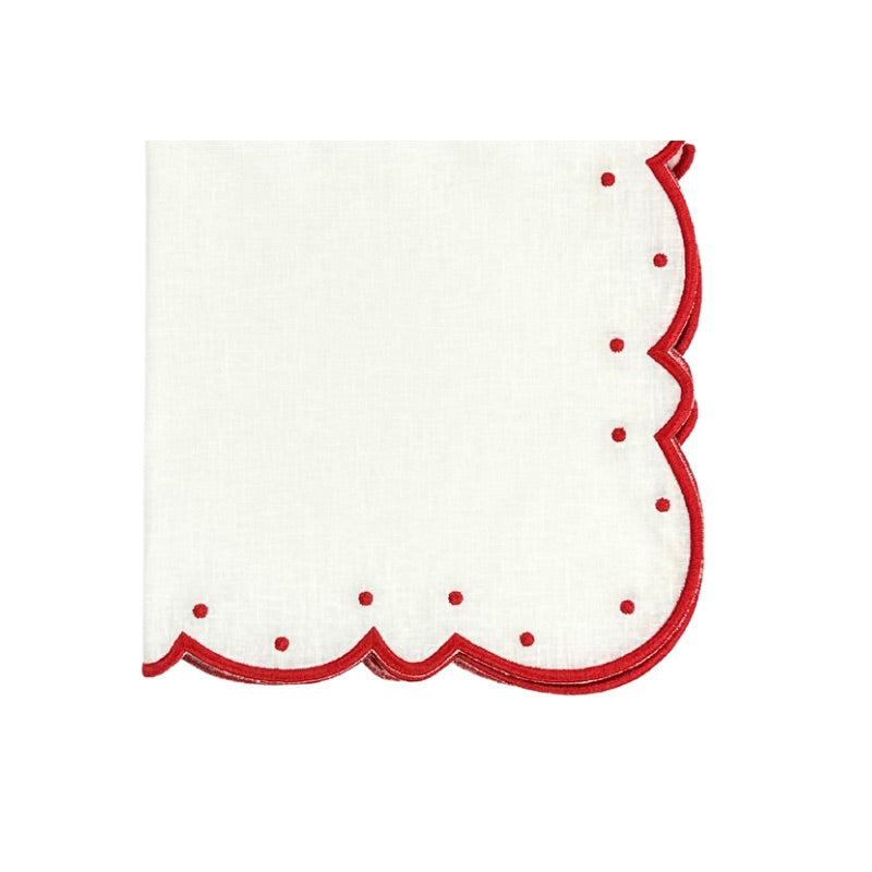 Studio Collection - Linen: Ava Napkins - White/Red, Set of 4