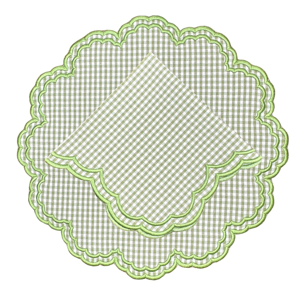 Bettina Napkin - Light Green Gingham, Set of 4