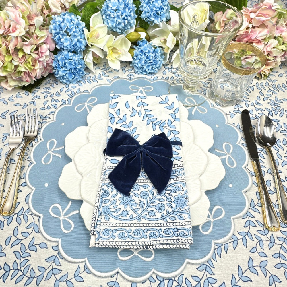 Juliet Bows Placemat - Blue, Set  of 4