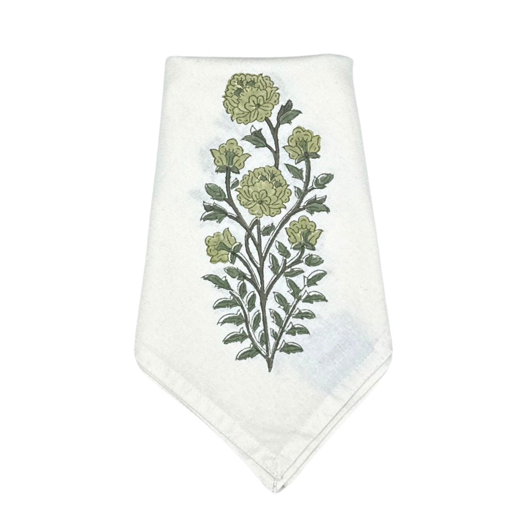 Green Flower Motif Napkin, Set of 4