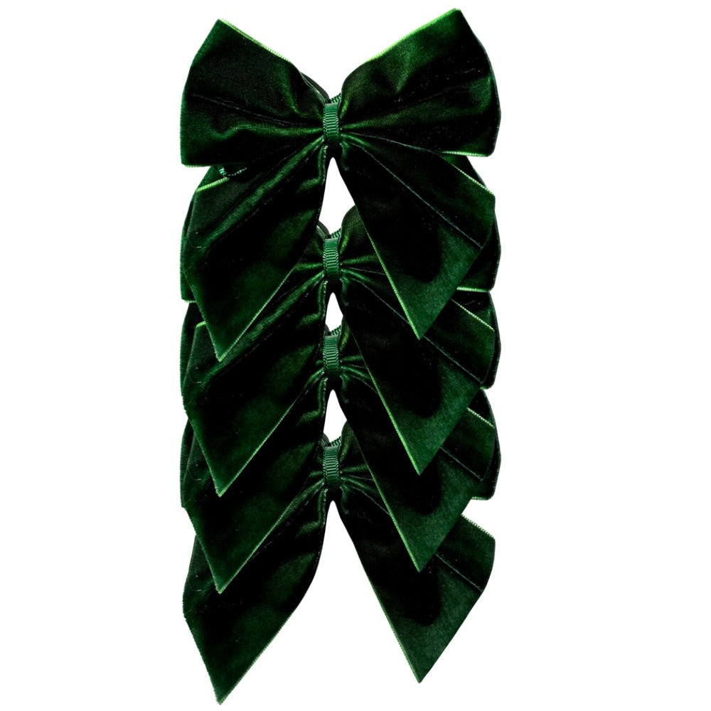 Dark Green: Velvet Bow Napkin Ties - (Set of 4)