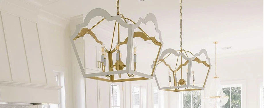 Glossy White & Gold Leaf Jaclyn Chandelier