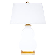 Haley Gloss White Table Lamp with Gold Accents