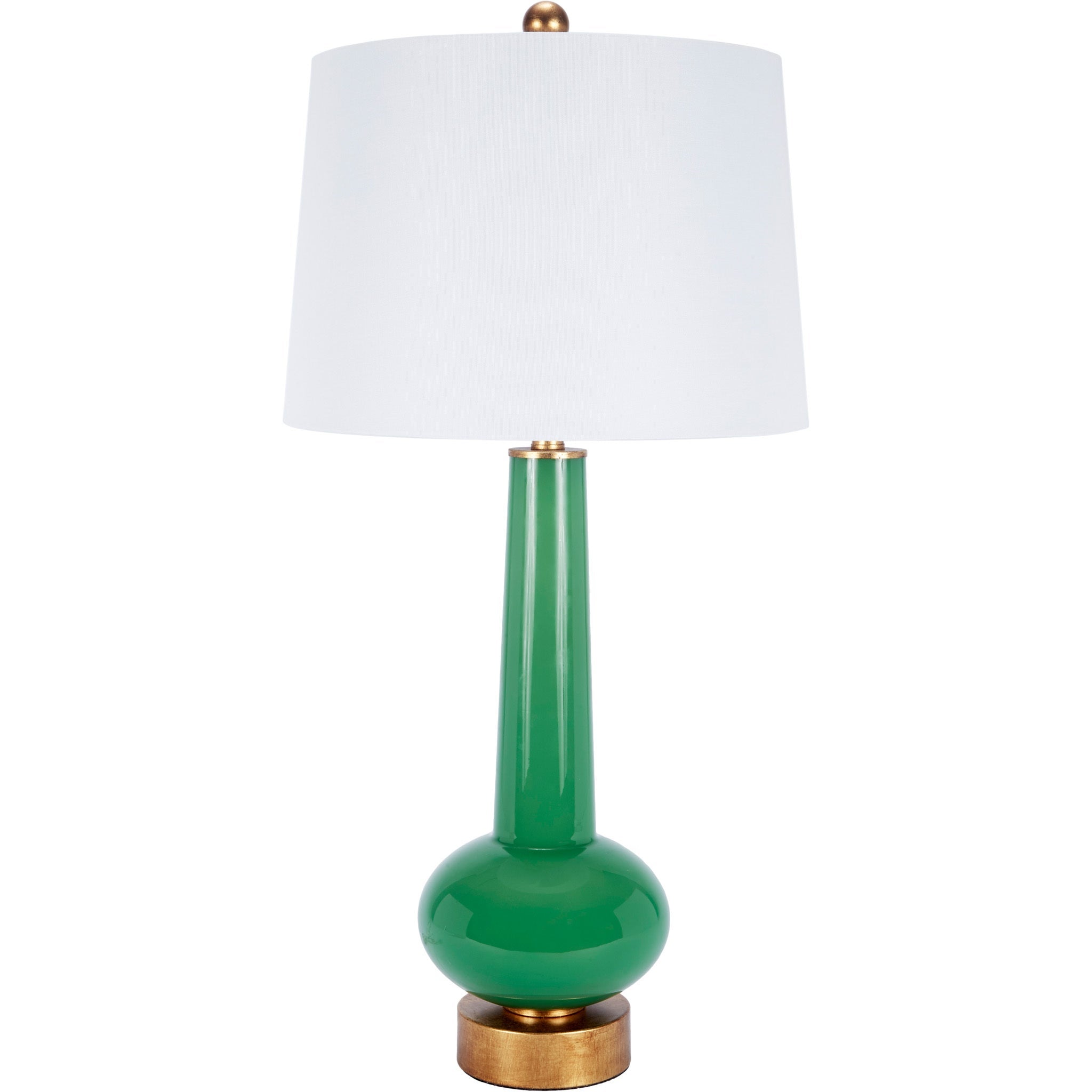 Daphne Green Buffet Lamp with White Linen Shade