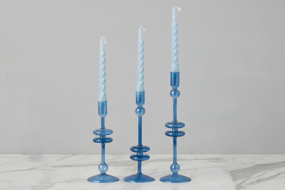 Denim Twisted Taper Candles, Set of 6