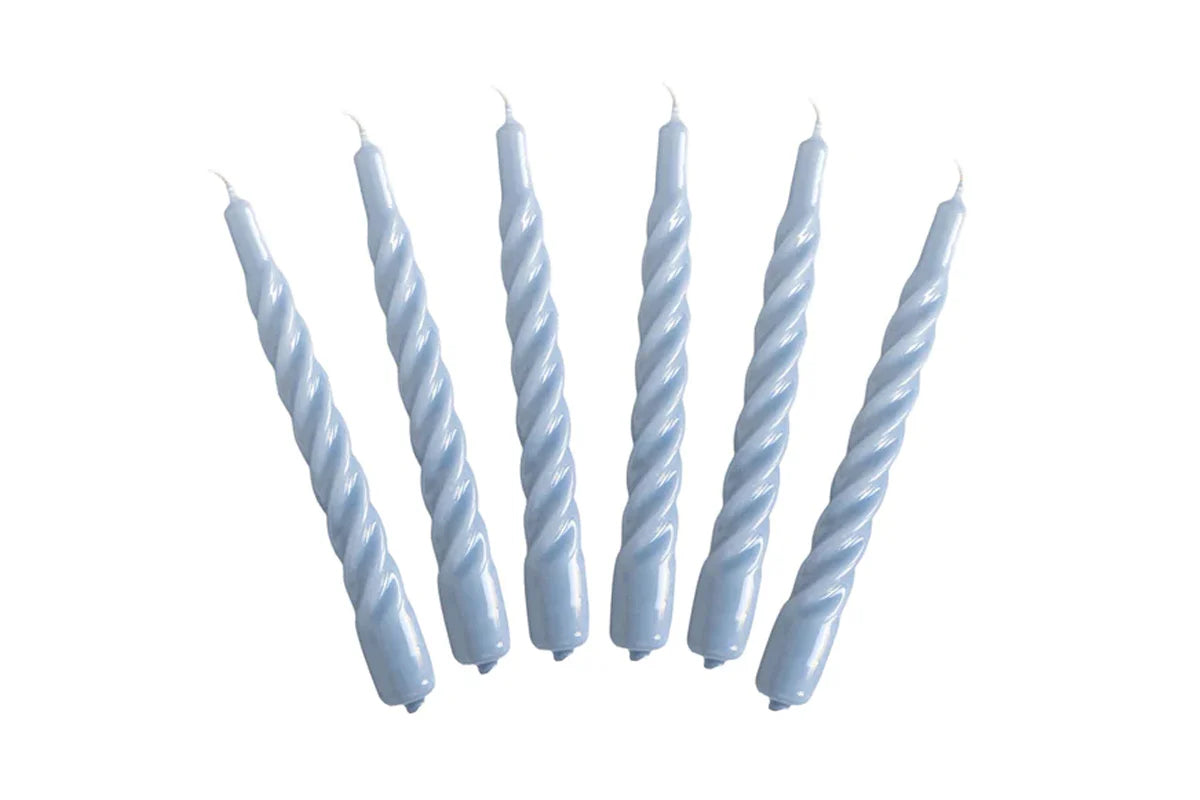 Denim Twisted Taper Candles, Set of 6