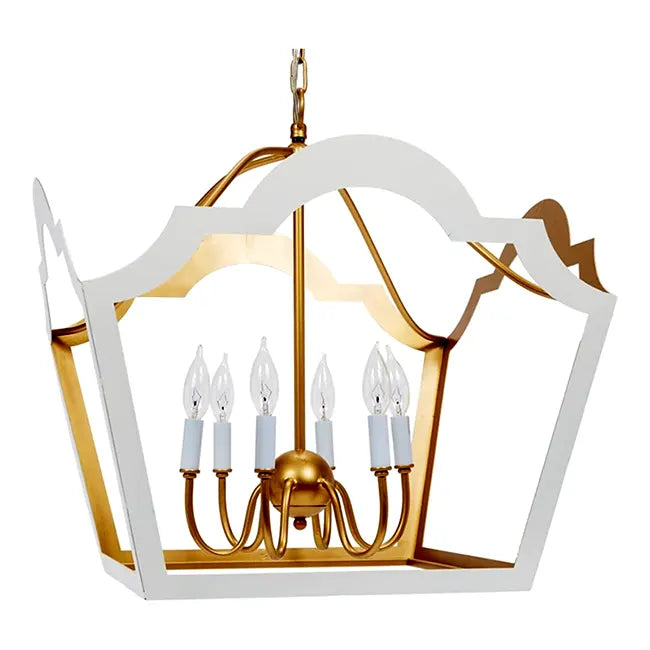 Glossy White & Gold Leaf Jaclyn Chandelier