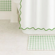 Scalloped Shower Curtain, Green/White