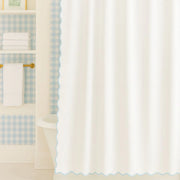 Scalloped Shower Curtain, Blue/White
