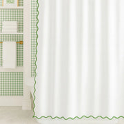 Scalloped Shower Curtain, Green/White